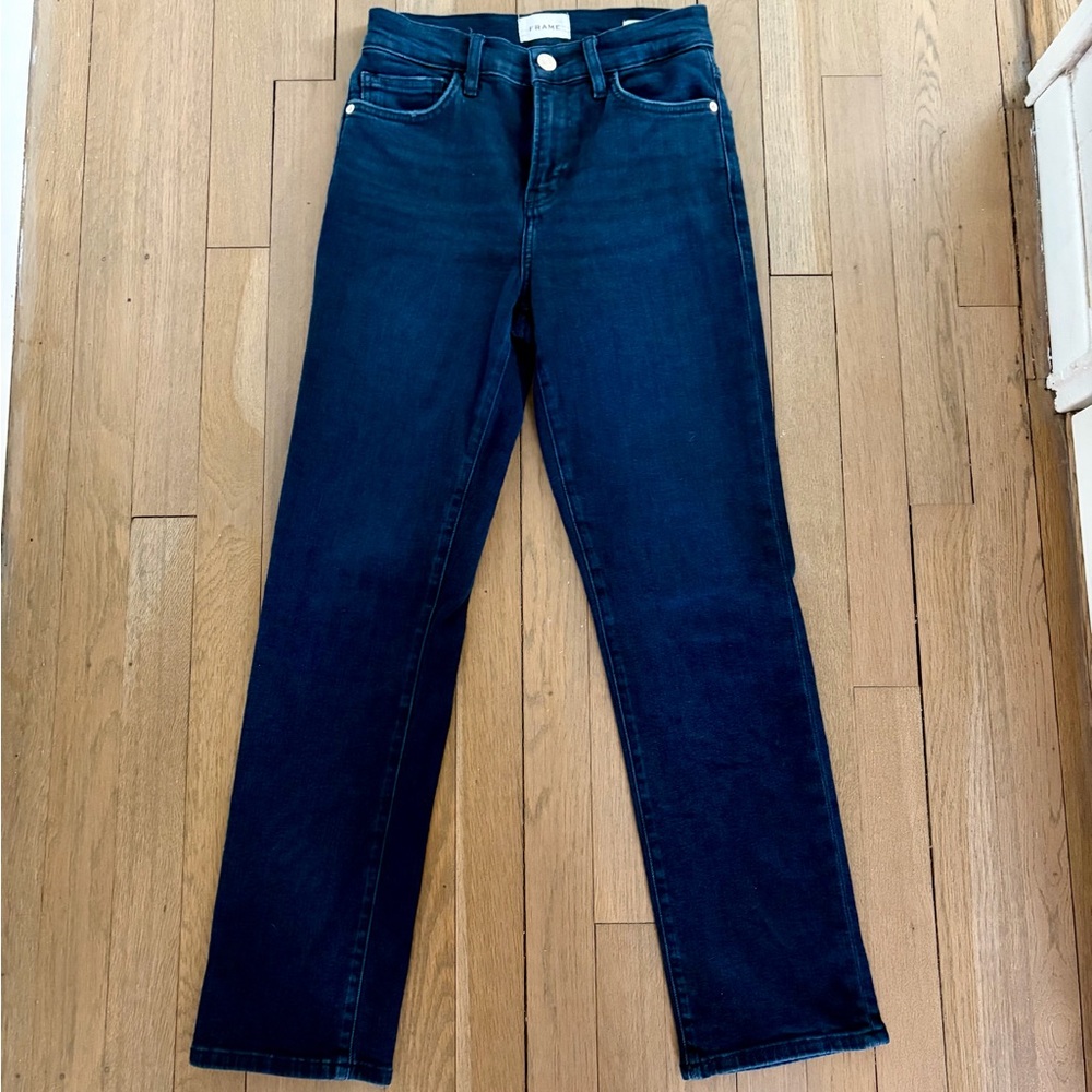 Frame Le High Straight Dark Wash Jeans 26